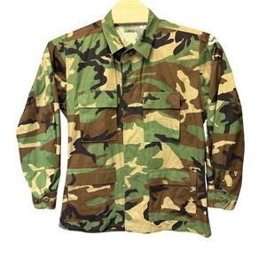 US Military BDU Woodland Camo Ripstop Combat Jacket Shirt Medium Regular 8544